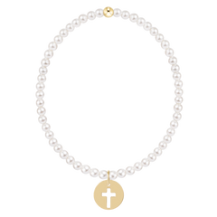 egirl Classic Pearl 3mm Bracelet - Blessed Gold Disc