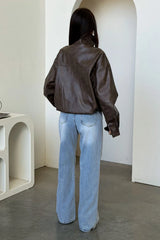 Nyra Faux Leather Jacket - Brown
