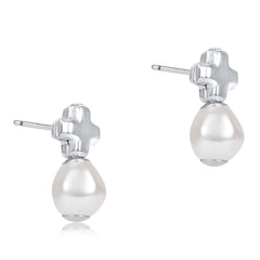 Signature Cross Sterling Studs - Classic Pearl