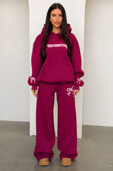 Sadie Bow Wide Leg Sweatpants - Maroon