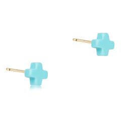 Signature Cross Small Studs - Turquoise