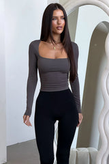 Andre Long Sleeve Top - Charcoal
