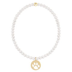 egirl Classic Pearl 3mm Bracelet - Paw Print Gold Disc