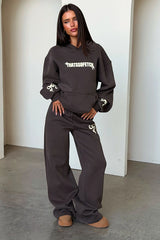 Sadie Bow Wide Leg Sweatpants - Charcoal