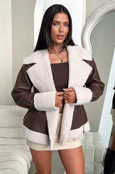 Kobie Faux Leather Jacket - Brown