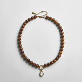 Janette Beaded Ring Necklace - Tiger's Eye