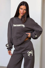 Sadie Bow Wide Leg Sweatpants - Charcoal
