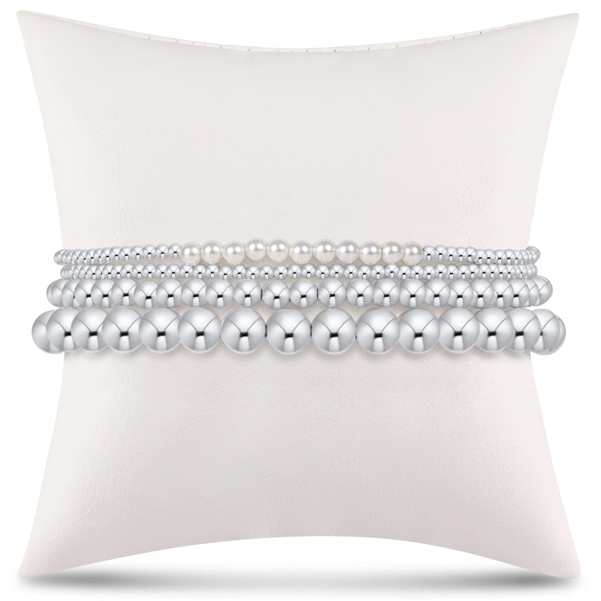 everyday sterling stack of 4 - pearl