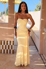 Monique Strapless Wrap Maxi Dress - Yellow
