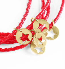 Hope Classic Bracelet - Bright Red - Star Small Gold Disc