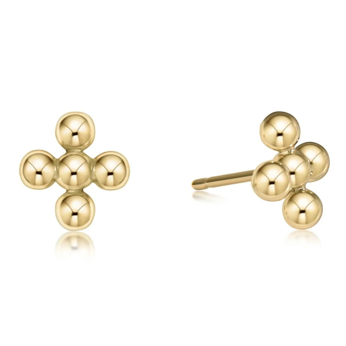 Signature Cross Beaded 4mm Gold Studs
