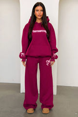 Sadie Bow Wide Leg Sweatpants - Maroon