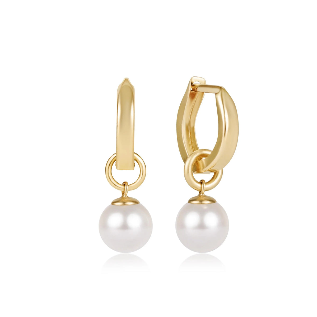 Huggie Gold 0.5" Hoop - Classic Pearl 8mm Charm