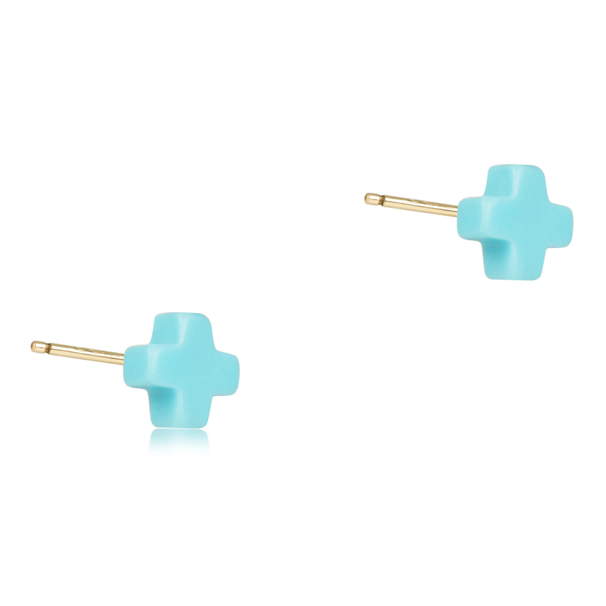 Signature Cross Small Studs - Turquoise