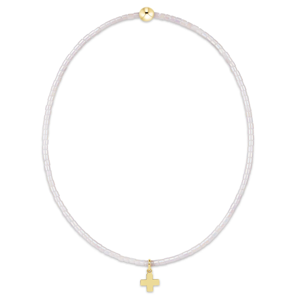 Hope Classic Silky White Bracelet - Signature Cross Small Gold Charm
