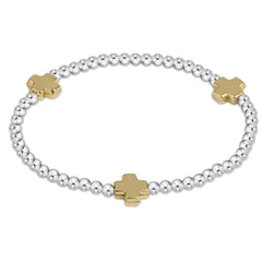 Signature Cross 3mm Mixed Metal Bracelet - Gold