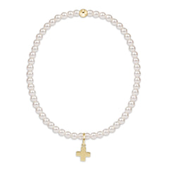 egirl Classic Pearl 3mm Bracelet - Signature Cross Gold Charm