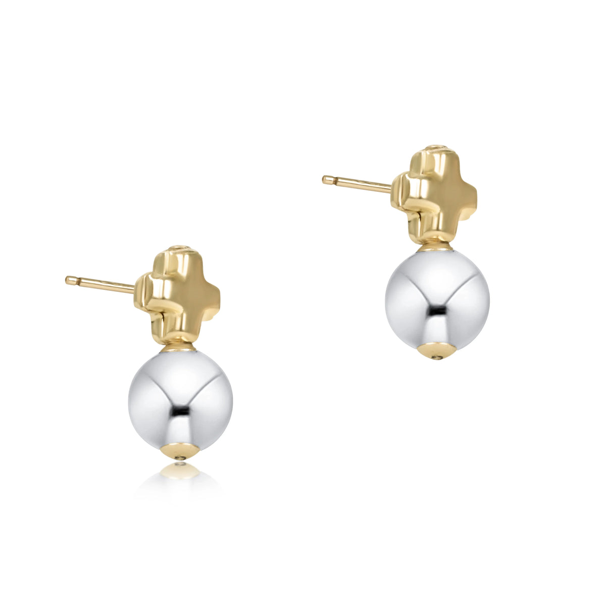 Signature Cross Small Mixed Metal Studs - Classic Sterling