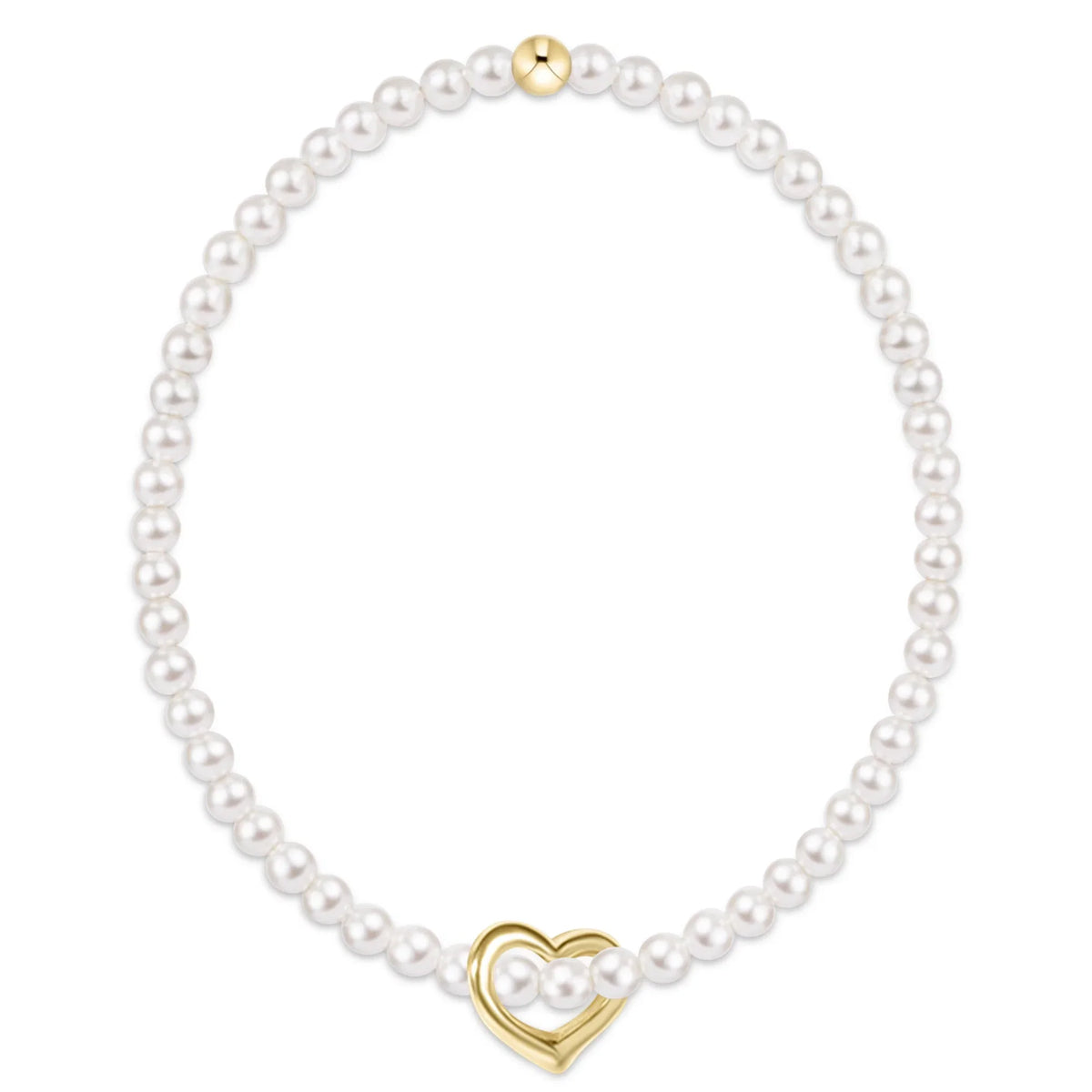 egirl Classic Pearl 3mm Bracelet - Love Gold Charm