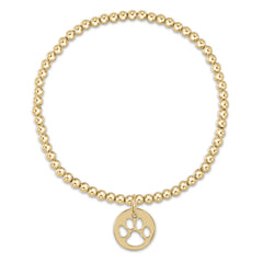 egirl Classic Gold 3mm Bead Bracelet - Paw Print Gold Disc