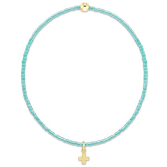 Hope Classic Sea Glass Bracelet - Signature Cross Small Gold Charm